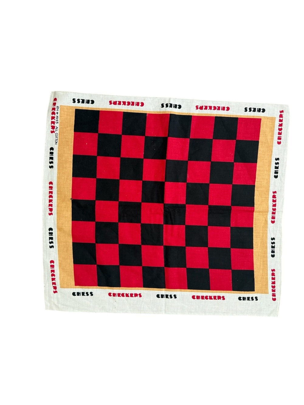 Vintage Checkers Game Board 24” x  22” Scarf - Red & Brown